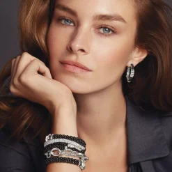 Ceramic Beaded Diamond Hoop Earrings