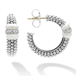Ceramic Caviar Diamond Hoop Earrings