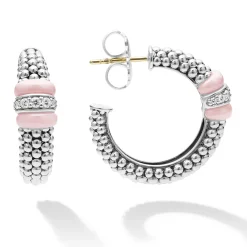 Ceramic Caviar Diamond Hoop Earrings