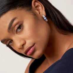 Ceramic Caviar Diamond Hoop Earrings