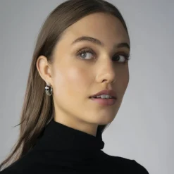 Ceramic Caviar Diamond Hoop Earrings