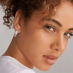 Ceramic Caviar Diamond Hoop Earrings