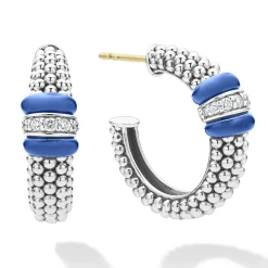 Ceramic Caviar Diamond Hoop Earrings