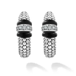 Ceramic Caviar Diamond Hoop Earrings
