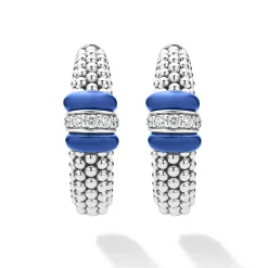 Ceramic Caviar Diamond Hoop Earrings