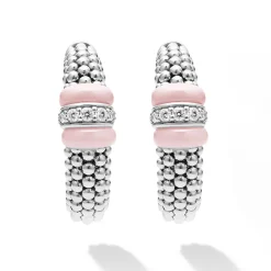 Ceramic Caviar Diamond Hoop Earrings