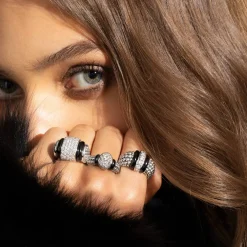 Ceramic Caviar Diamond Statement Ring