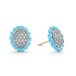 Ceramic Oval Diamond Stud Earrings