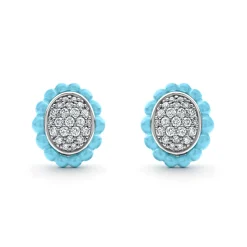 Ceramic Oval Diamond Stud Earrings