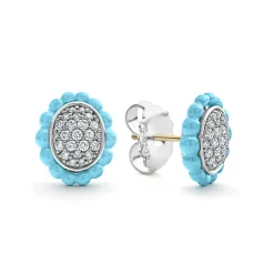 Ceramic Oval Diamond Stud Earrings