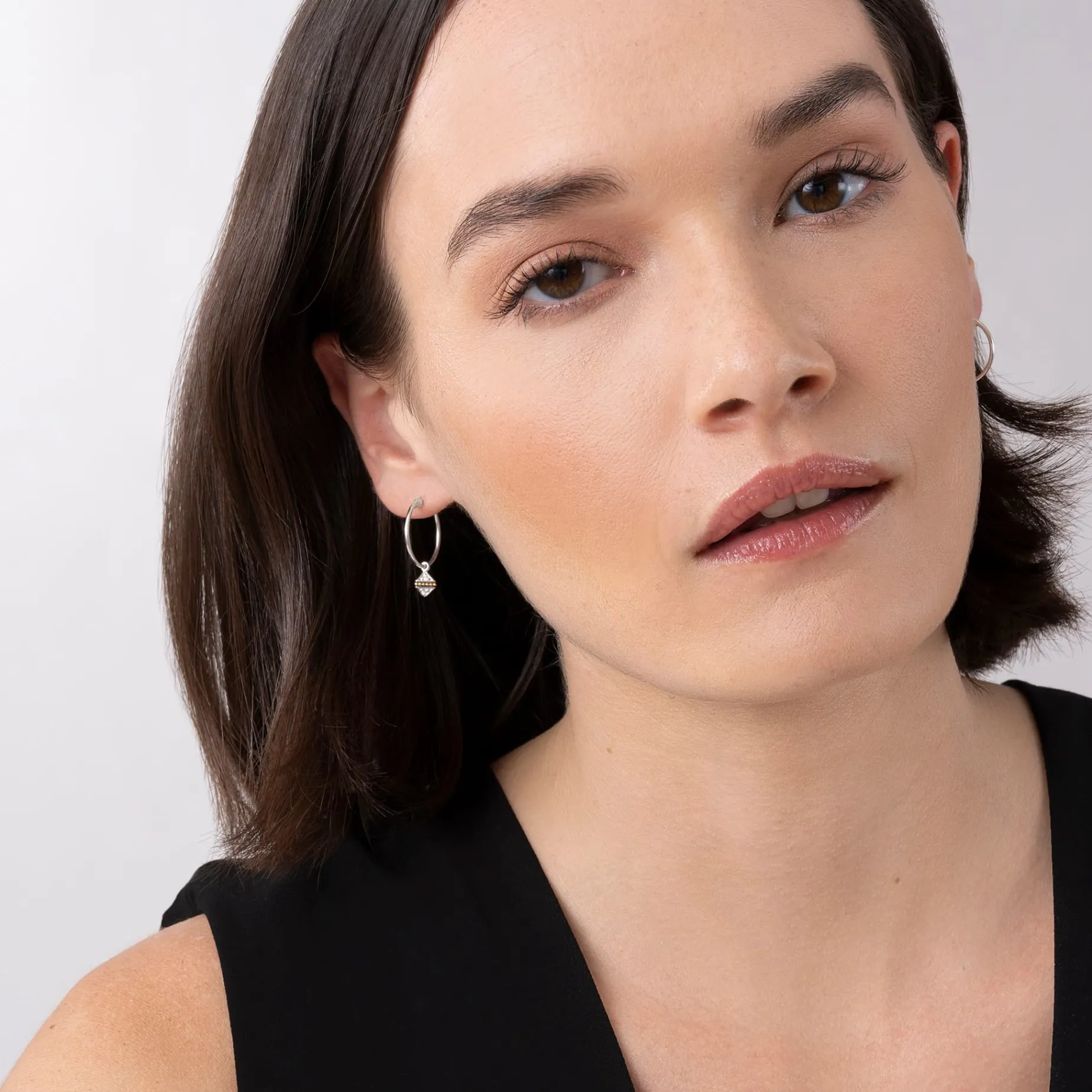 Charm Diamond Hoop Earrings