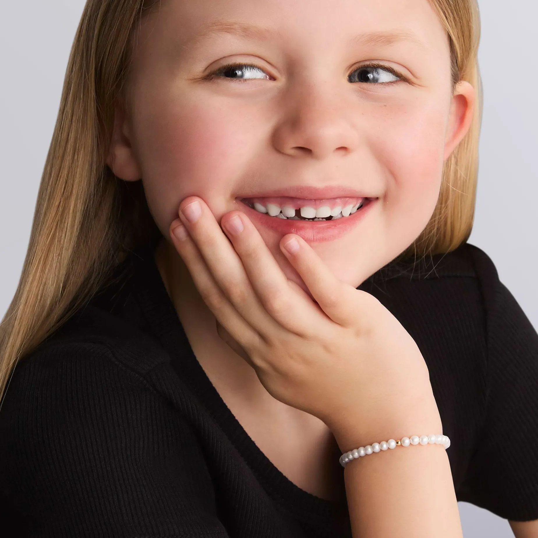 Childs First Gold Station Pearl Bracelet