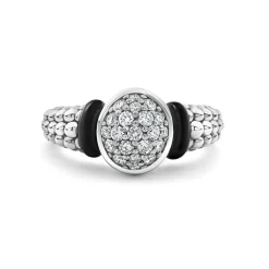 Circle Ceramic Caviar Diamond Ring