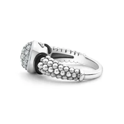 Circle Ceramic Caviar Diamond Ring