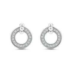 Circle Diamond Stud Earrings
