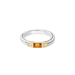 Citrine and Diamond Stacking Ring