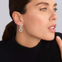 Diamond Circle Drop Earrings