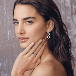 Diamond Circle Drop Earrings