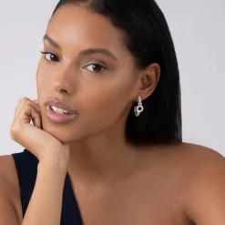 Diamond Circle Half Hoop Earrings