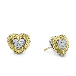 Diamond Heart Stud Earrings