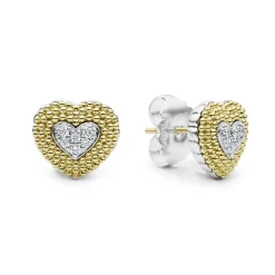 Diamond Heart Stud Earrings