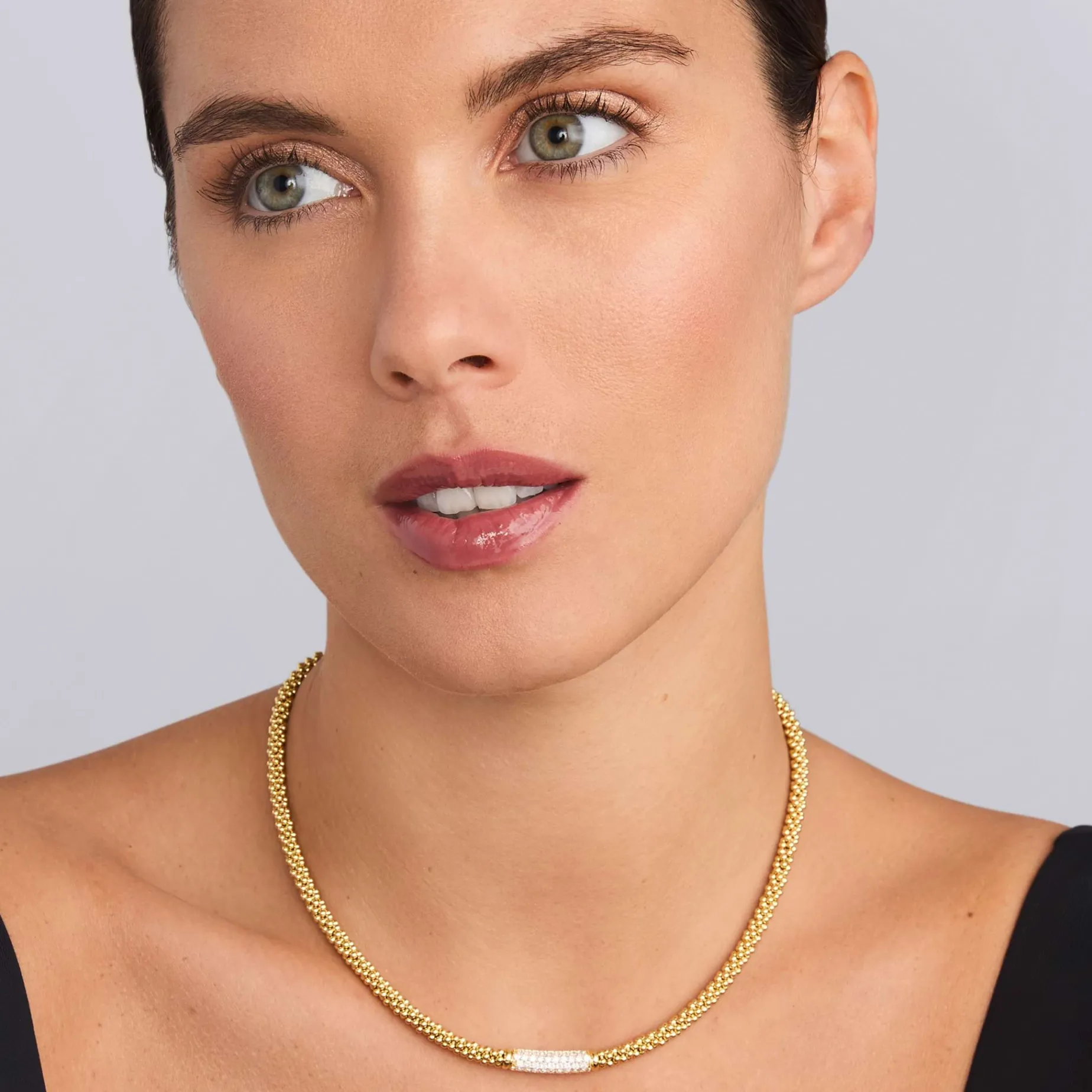 Diamond Medium Station Caviar Necklace