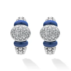 Diamond Oval Ceramic Hoop Earrings