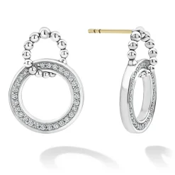 Double Circle Diamond Caviar Earrings