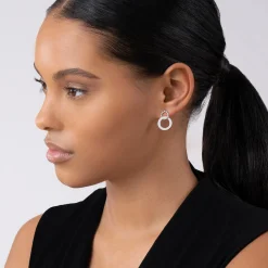 Double Circle Diamond Caviar Earrings