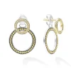 Double Circle Diamond Drop Earrings