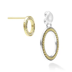 Double Circle Diamond Drop Earrings