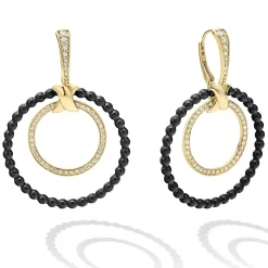 Double Circle 18K Gold and Diamond Earring Set