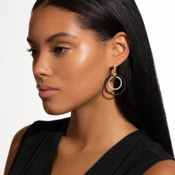 Double Circle 18K Gold and Diamond Earring Set