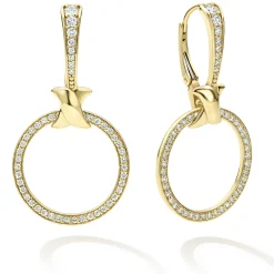 Double Circle 18K Gold and Diamond Earring Set