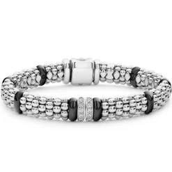 Double Station Diamond Caviar Bracelet | 9mm