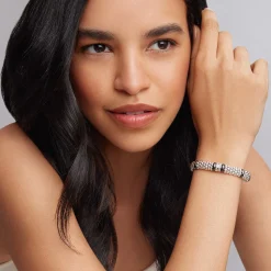 Double Station Diamond Caviar Bracelet | 9mm