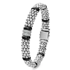 Double Station Diamond Caviar Bracelet | 9mm