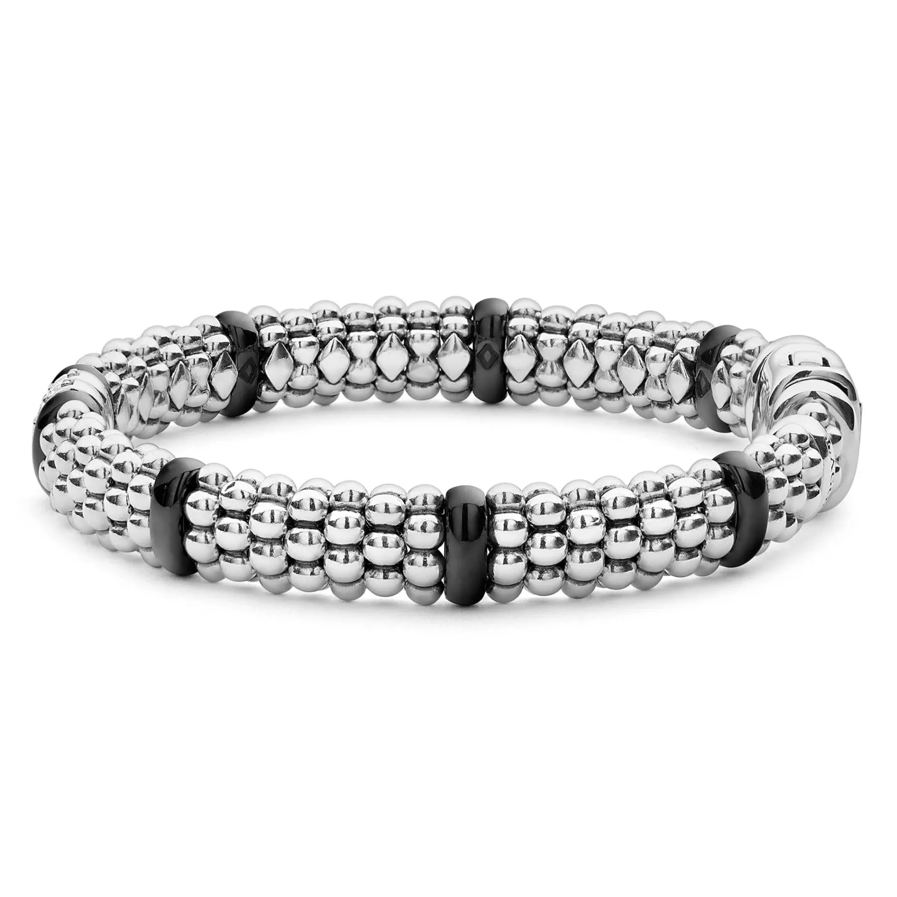 Double Station Diamond Caviar Bracelet | 9mm