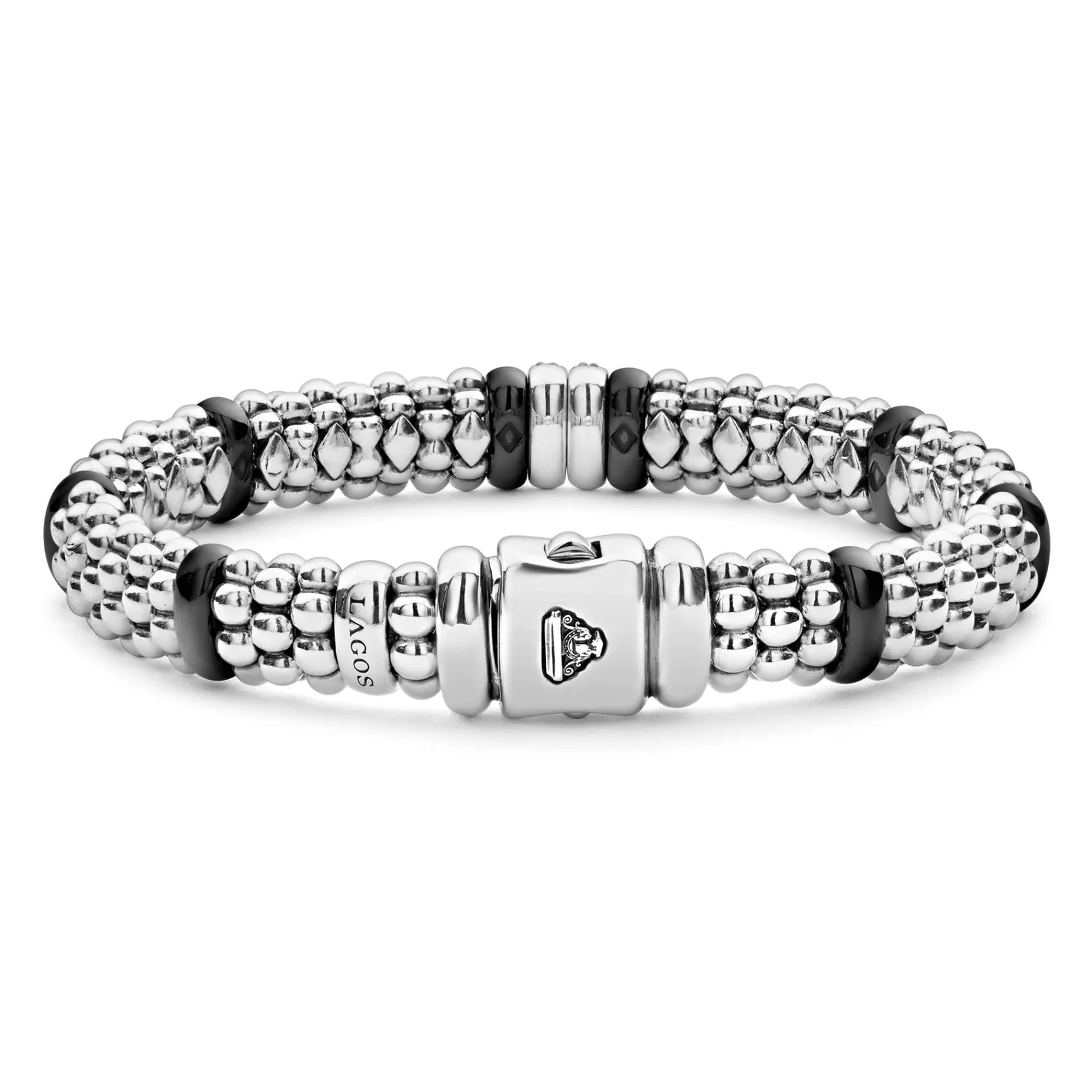 Double Station Diamond Caviar Bracelet | 9mm