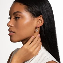 Drop Circle Diamond Earrings