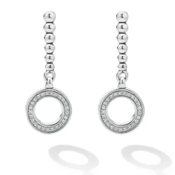 Drop Circle Diamond Earrings