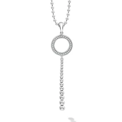 Drop Circle Diamond Pendant Necklace