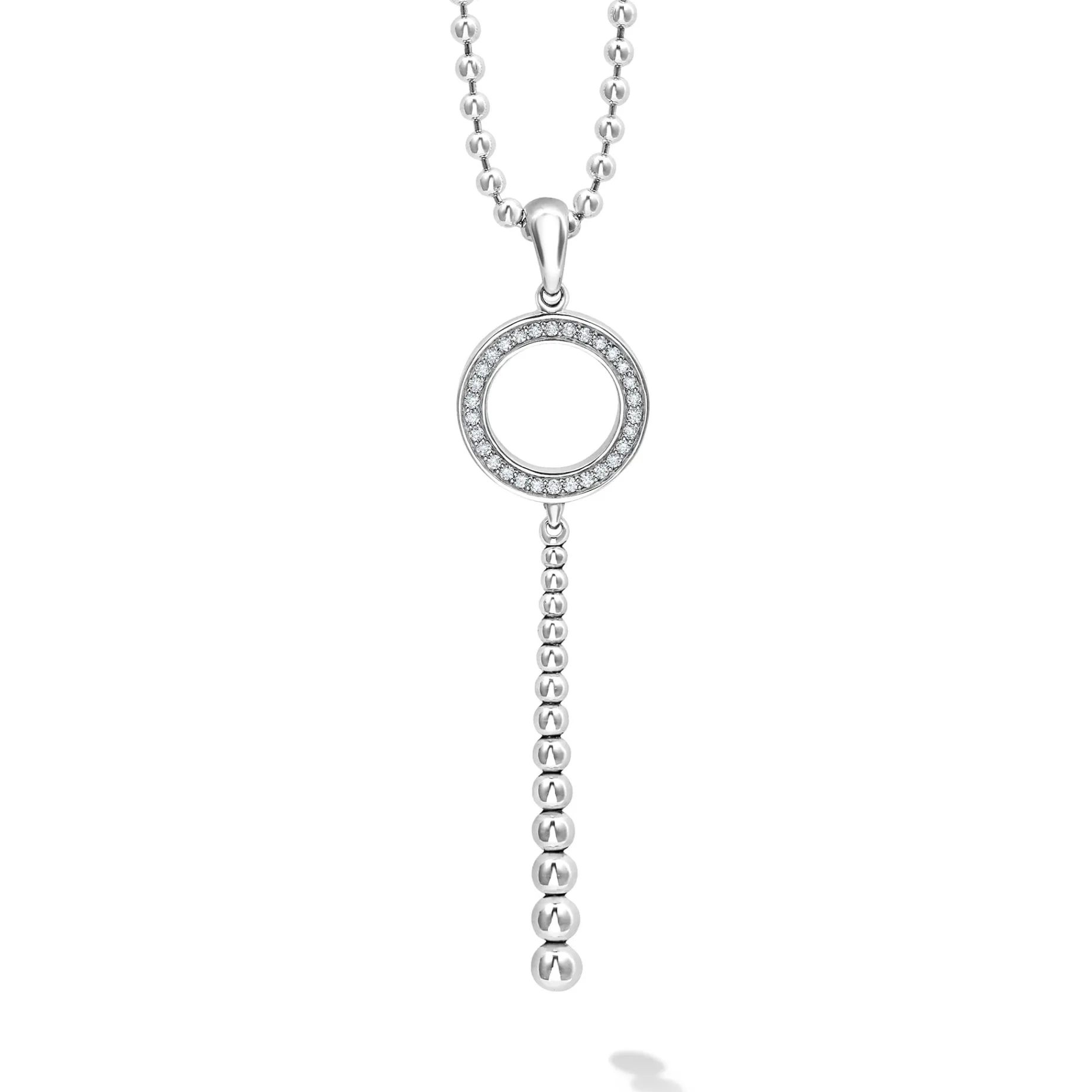 Drop Circle Diamond Pendant Necklace