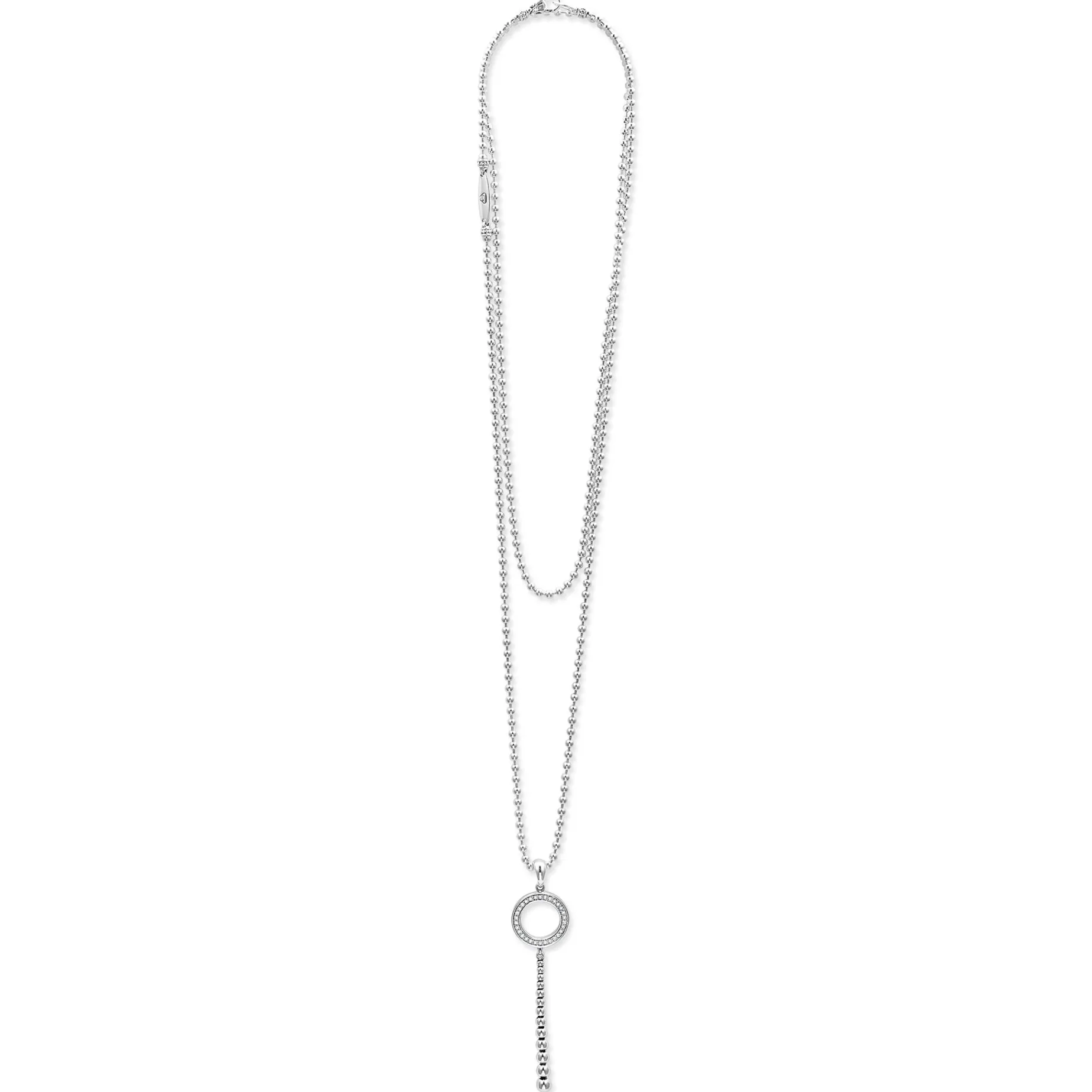 Drop Circle Diamond Pendant Necklace