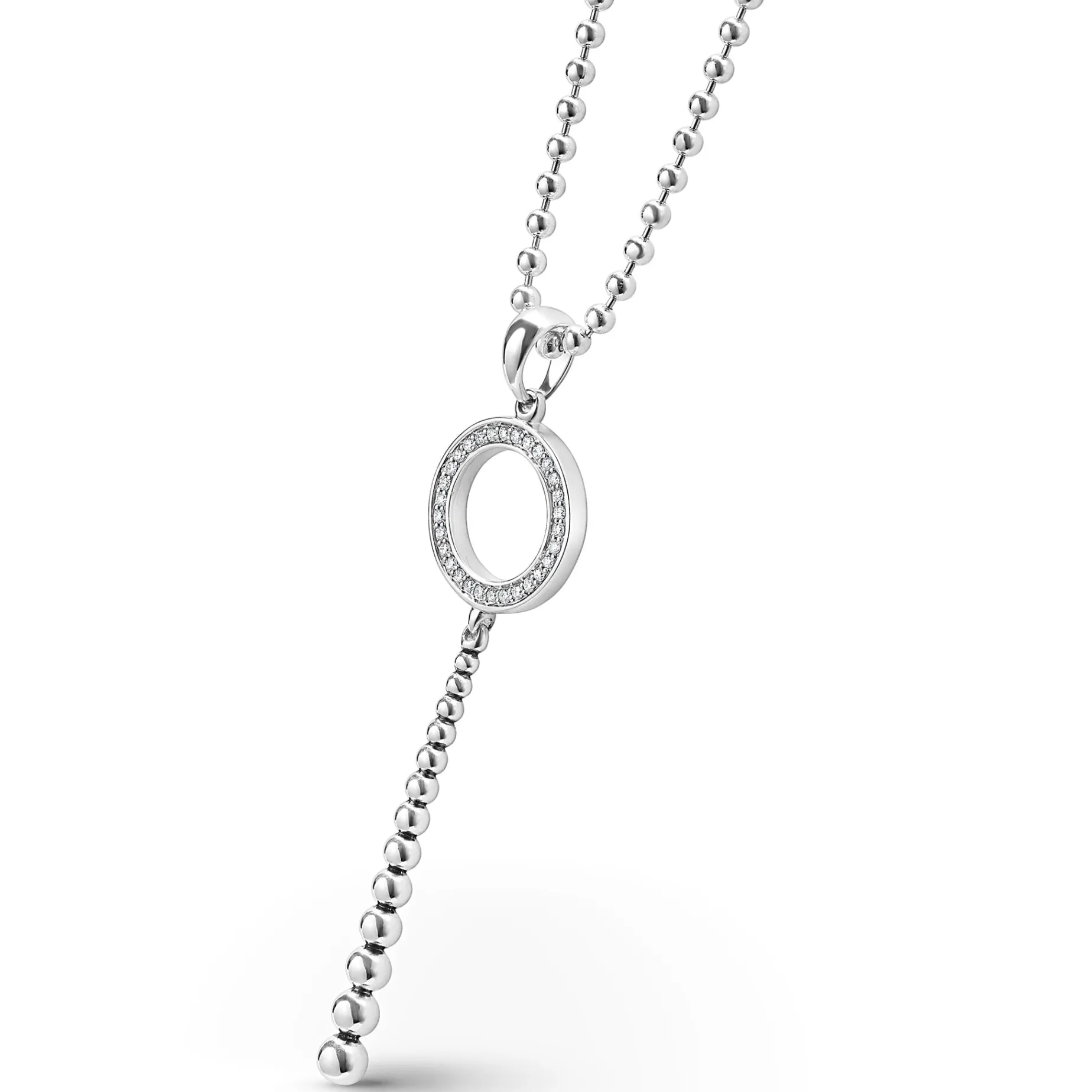 Drop Circle Diamond Pendant Necklace