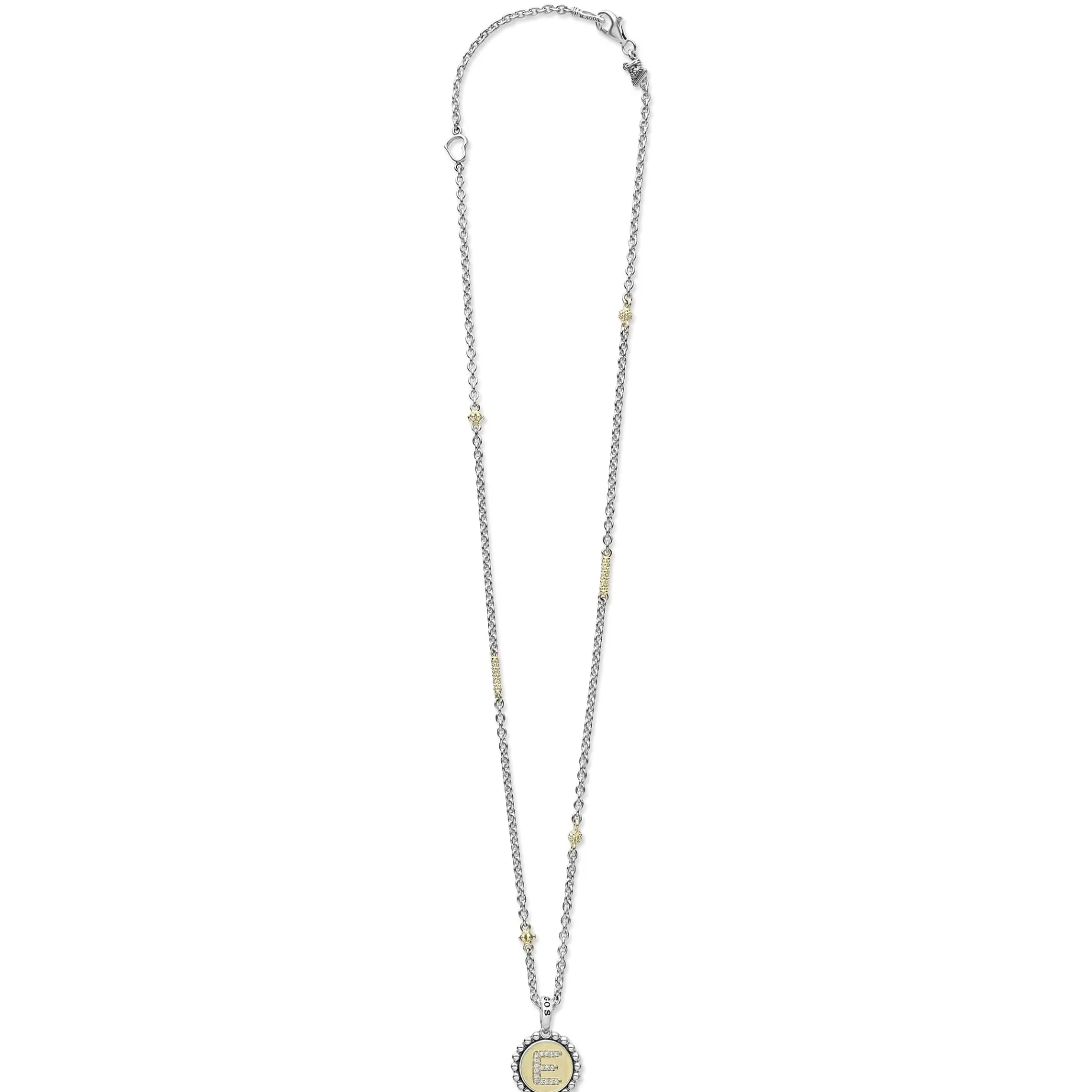E Initial Diamond Charm Necklace