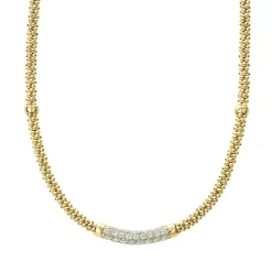 Eight Gold Station Diamond Caviar Necklace | 3mm