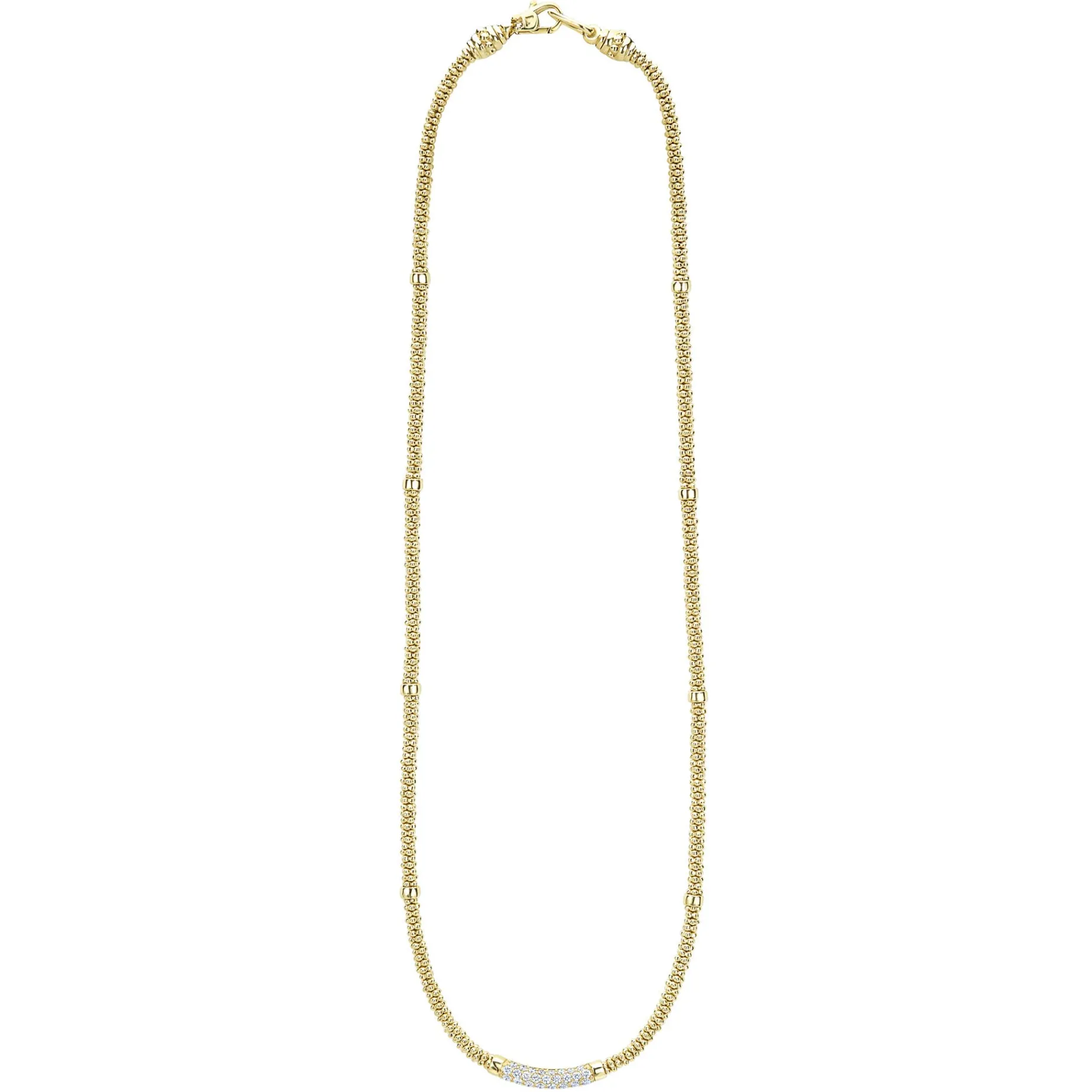 Eight Gold Station Diamond Caviar Necklace | 3mm