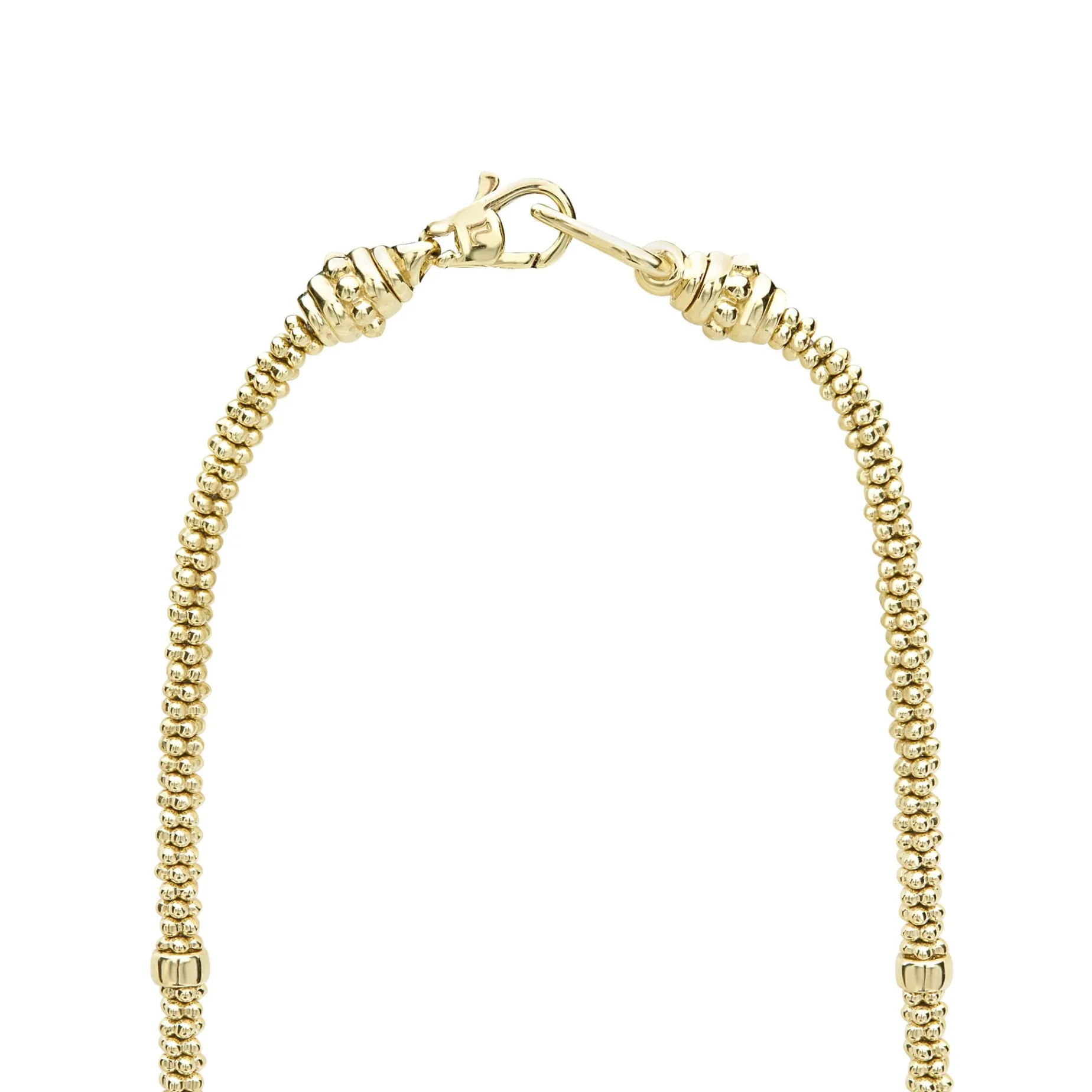 Eight Gold Station Diamond Caviar Necklace | 3mm