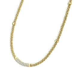 Eight Gold Station Diamond Caviar Necklace | 3mm